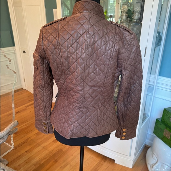 Tory Burch brown leather jacket with gold hardware size 4 - Picture 3 of 6